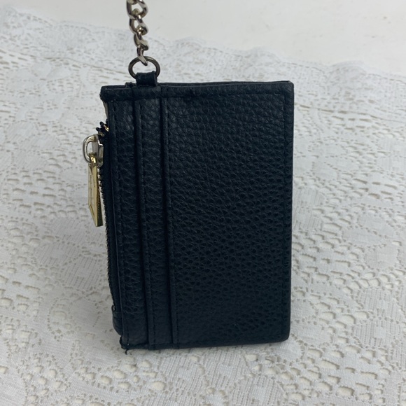 Juicy Couture Keychain Card Holder Wallet Zip close Heart clasp Black Gold - Picture 9 of 10